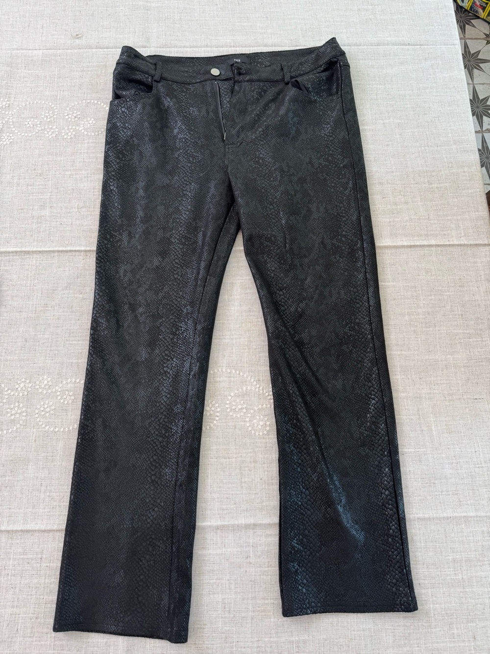 Fate Snakeskin Print Faux Leather Pants Women’s Size L Black Straight Leg